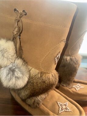 Women's Winter Fur-Trim Suede Boots - Tan